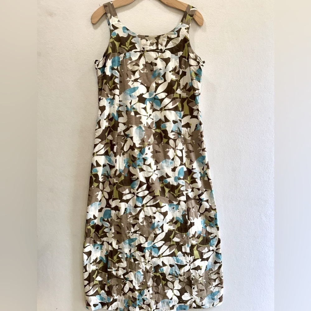 J. Jill Floral Lightweight Cotton Maxi Sun Dress White Brown Blue Green Size 12T
